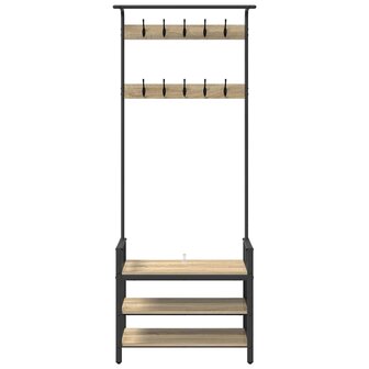 Kapstok met plank Sonoma eiken 75 x 34 x 184 cm Bewerkt hout 5
