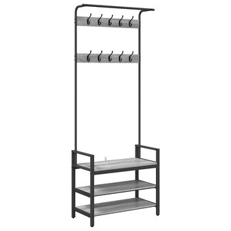 Kapstok met plank Grijs sonoma 75 x 34 x 184 cm Bewerkt hout 2