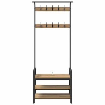 Kapstok artisanaal eikenkleurig 75 x 34 x 184 cm Bewerkt hout 5
