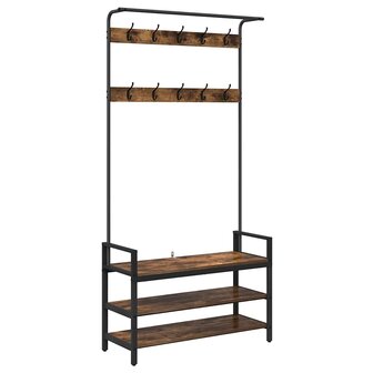 Kapstok met plank Gerookt eiken 95 x 34 x 184 cm Bewerkt hout 2