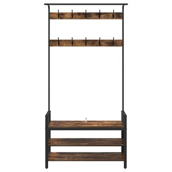 Kapstok met plank Gerookt eiken 95 x 34 x 184 cm Bewerkt hout 5