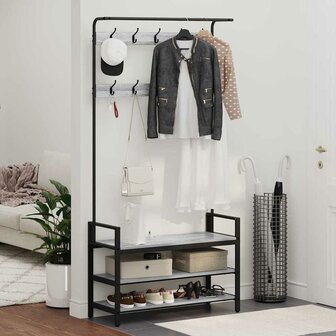 Kapstok met plank Grijs sonoma 95 x 34 x 184 cm Bewerkt hout 4