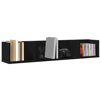 Wandplank met plank Zwart eiken 100 x 18 x 18 cm Bewerkt hout 3