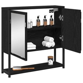 Badkamerspiegelkast Zwart eiken 60 x 16 x 60 cm Bewerkt hout 3