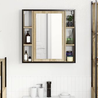 Badkamer spiegelkast Beige 60 x 16 x 60 cm Bewerkt hout 5