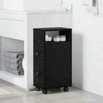 Smalle Badkamerkast Zwart eiken 33 x 23 x 65 cm Bewerkt hout 4