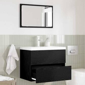 Badkamermeubelset met lade 2 pcs Zwart Eiken 57 x 37 x 45 cm 1
