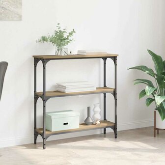 Wandtafel met plank artisanaal eikenkleurig 75 x 22.5 x 75 cm 1