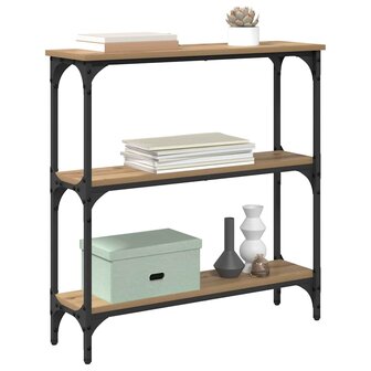 Wandtafel met plank artisanaal eikenkleurig 75 x 22.5 x 75 cm 3