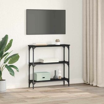 Wandtafel met plank met opslag Zwart eiken 75 x 22.5 x 75 cm 4
