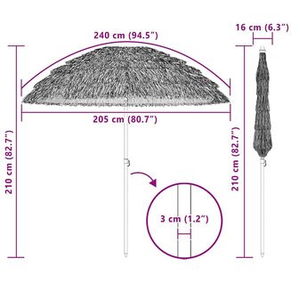 Strandparasol Bruin &Oslash; 206 x 209.5 cm Staal 6