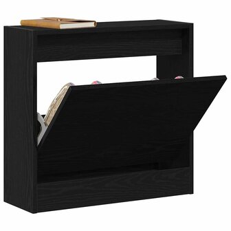Schoenenkast Zwart eiken 60 x 21 x 57 cm Bewerkt hout 3