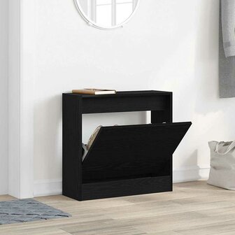 Schoenenkast Zwart eiken 60 x 21 x 57 cm Bewerkt hout 4