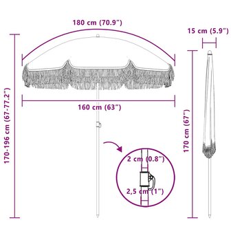 Parasol Geel en Wit &Oslash; 160 x 195 cm Staal 8