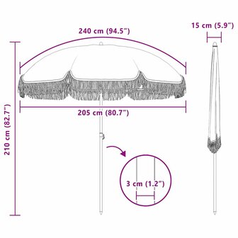 Parasol Geel en Wit &Oslash; 205 x 209 cm Staal 8
