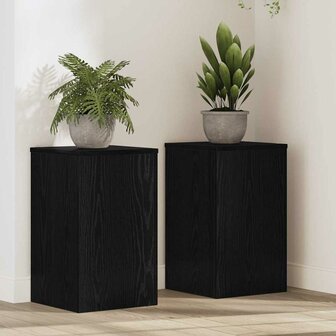Plantenstandaard 2 pcs Zwart eiken 30 x 30 x 50 cm Bewerkt hout 1
