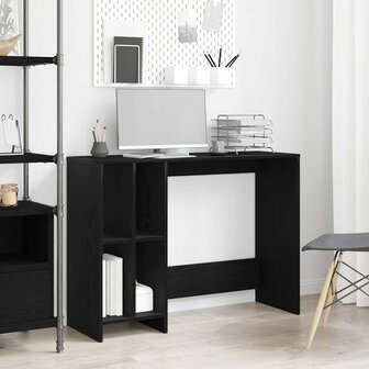 Bureau met plank Zwart Eiken 102,5 x 35 x 75 cm Bewerkt hout 1