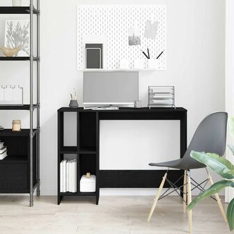 Bureau met plank Zwart Eiken 102,5 x 35 x 75 cm Bewerkt hout 4