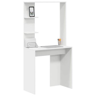 Bureau met plank Wit 78.5 x 37 x 154.5 cm Bewerkt hout 3