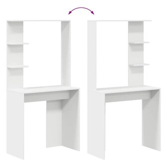 Bureau met plank Wit 78.5 x 37 x 154.5 cm Bewerkt hout 9