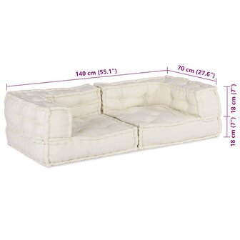 Poef modulair 140x70x36 cr&egrave;mekleurig stof 9