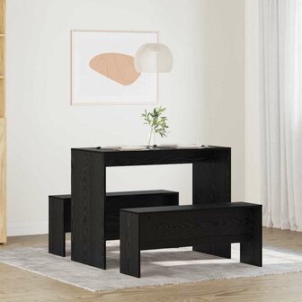 Eetkamerset 2 pcs Zwart eiken 97 x 47 x 75 cm Bewerkt hout 1