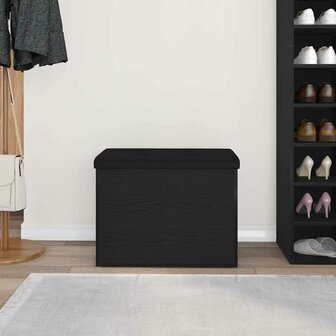 Opslagbank met kussen Zwart eiken 62 x 42 x 45 cm Bewerkt hout 4