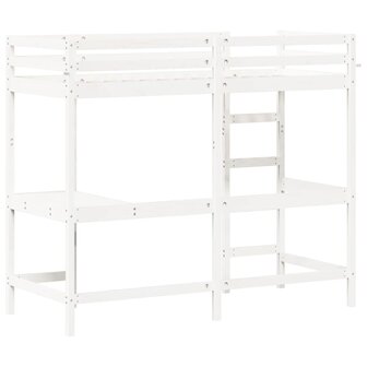 Hoogslaper met bureau massief grenenhout wit 75x190 cm 6