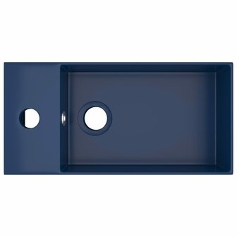 Wastafel met overloop keramiek donkerblauw 3