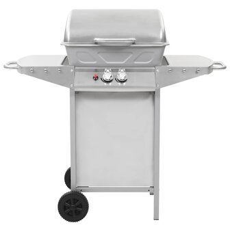 Gasbarbecue en grill met 2 kookzones roestvrij staal zilver 3