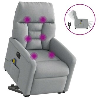 Sta-op-massagestoel elektrisch verstelbaar stof lichtgrijs 1