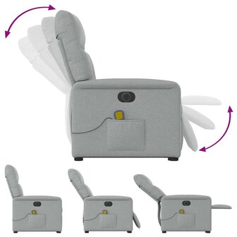 Sta-op-massagestoel elektrisch verstelbaar stof lichtgrijs 8