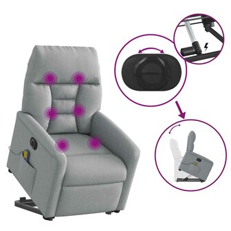 Sta-op-massagestoel elektrisch verstelbaar stof lichtgrijs 9
