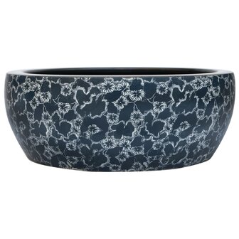Opzetwasbak rond &Phi;41x14 cm keramiek zwart en blauw 2