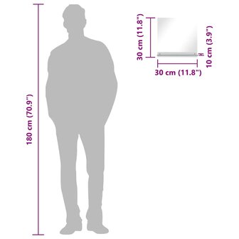 Wandspiegel met schap 30x30 cm gehard glas 7