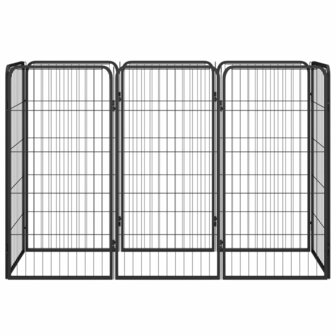Hondenkennel 8 panelen 50x100 cm gepoedercoat staal zwart 2