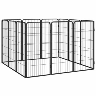 Hondenkennel 12 panelen 50 x 100 cm gepoedercoat staal zwart 3