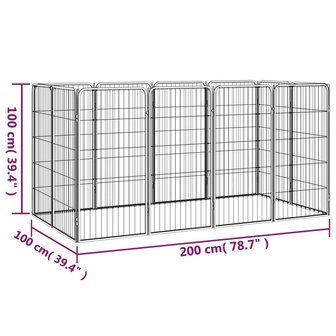 Hondenkennel 12 panelen 50 x 100 cm gepoedercoat staal zwart 7