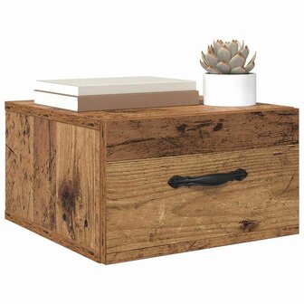 Nachtkastje met lade Oud hout 35 x 35 x 20 cm Bewerkt hout 3