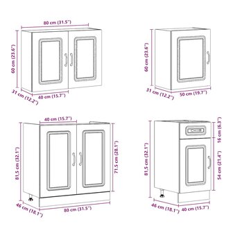 7-delige Keukenkastenset Kalmar bewerkt hout wit 9