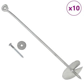 Grondankers 10 st 10x60 cm gegalvaniseerd metaal 1