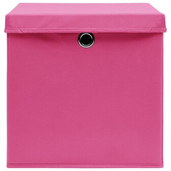 Opbergboxen met deksel 4 st 32x32x32 cm stof roze 4