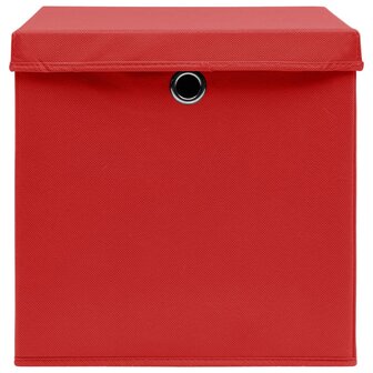 Opbergboxen met deksel 4 st 32x32x32 cm stof rood 4