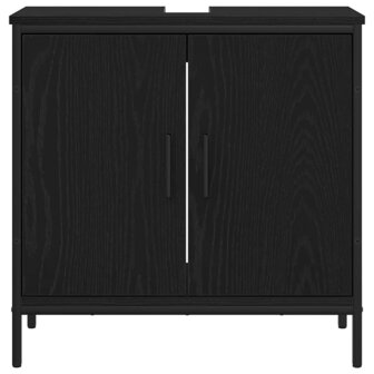 Badkamer wastafelkast Zwart Eiken 60 x 30 x 60 cm Bewerkt hout 6