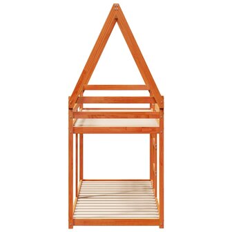 Stapelbed met dak massief grenenhout wasbruin 90x190 cm 5