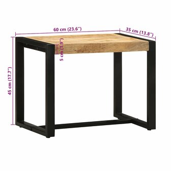 Bank 60x35x45 cm massief ruw hout mango 9