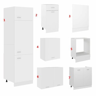 7-delige Keukenkastenset Lyon bewerkt hout wit 9