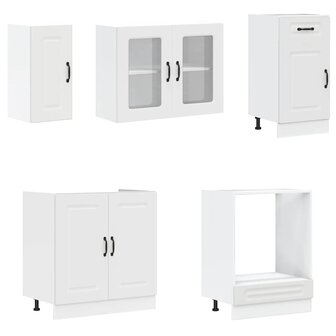 8-delige Keukenkastenset Kalmar bewerkt hout wit 4