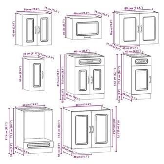 8-delige Keukenkastenset Kalmar bewerkt hout wit 8