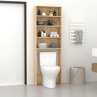 Wasmachinekast 64x24x190 cm wit en sonoma eikenkleurig 3